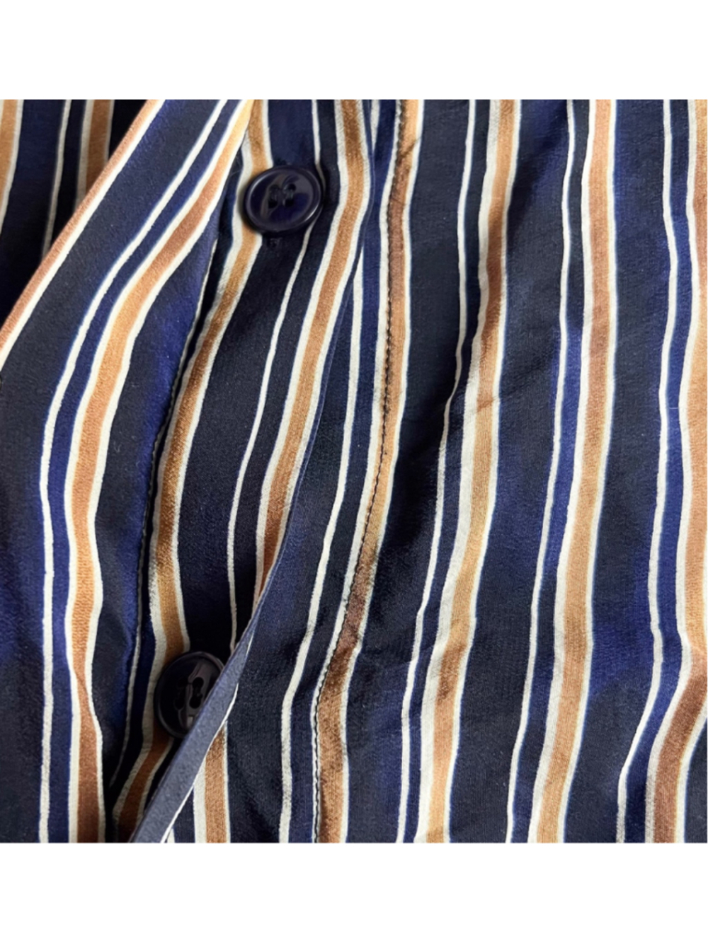Linda Allard Ellen Tracy 100% Silk Long Sleeve Striped Button Up Blouse Sz 8 - Picture 5 of 10